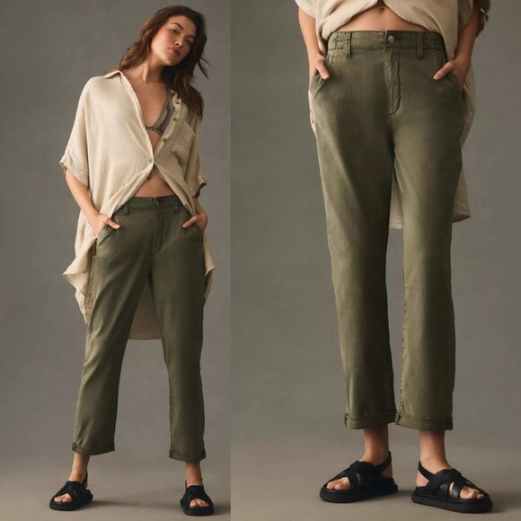 Anthropologie PAIGE Drew Mid-Rise Weekender Jeans 31 green NEW - Picture 1 of 4